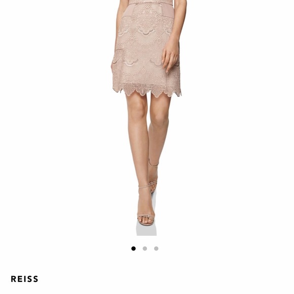 REISS FEMININE LACE FIT AND FLARE DRESS IN NUDE SIZE 4 - Picture 6 of 14